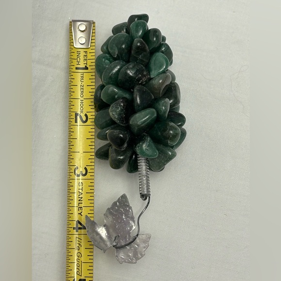 Set 3 trinkets for home decorJadeite stone grapes Stain glass butterfly Onyx box - Picture 3 of 13